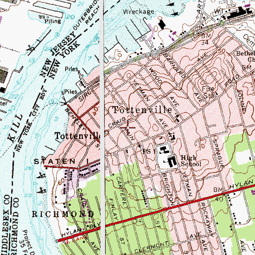 Topographic Map of South Baptist Church, NY