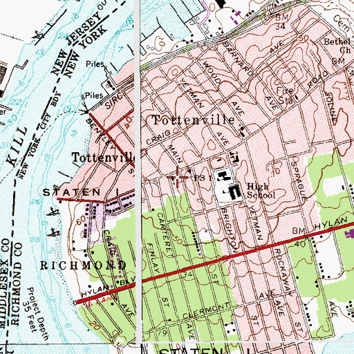 Topographic Map of Saint Paul's Methodist Church, NY