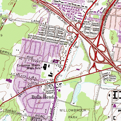 Topographic Map of Merrell Cemetery, NY