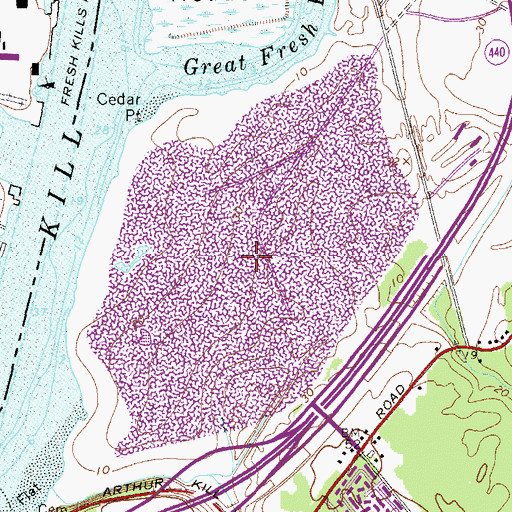 Topographic Map of Fresh Kills Landfill, NY