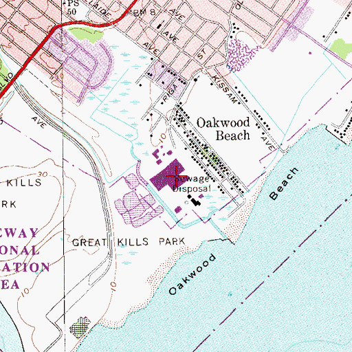 Topographic Map of Oakwood Beach Water Pollution Control Plant, NY
