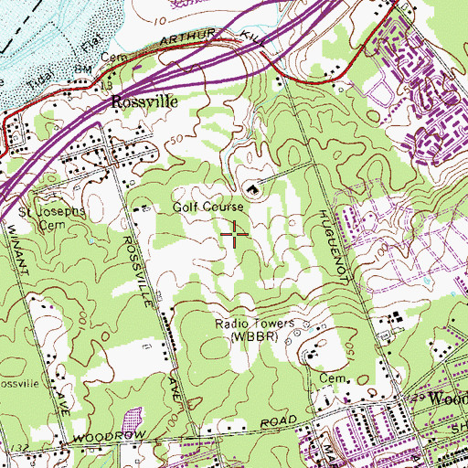 Topographic Map of South Shore Golf Course, NY