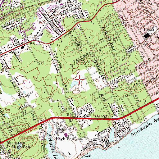 Topographic Map of Blue Heron Pond Park, NY
