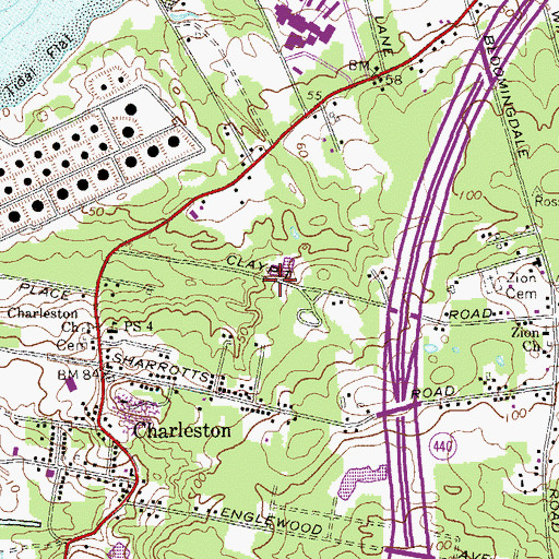 Topographic Map of Clay Pit Ponds State Park Preserve, NY