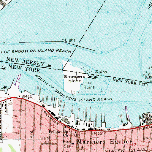 Topographic Map of Shooter's Island Bird Sanctuary, NY