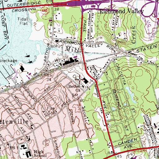 Topographic Map of Bethel Methodist Cemetery, NY