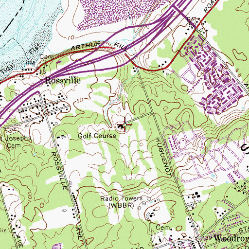 Topographic Map of Huguenot Country Club, NY