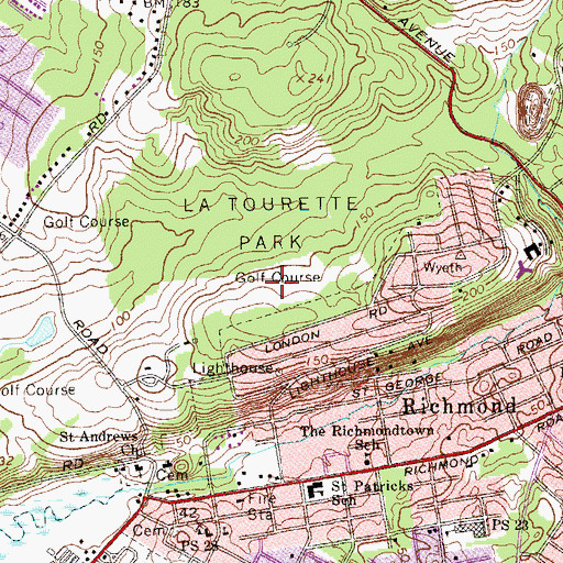 Topographic Map of Latourette Country Club, NY