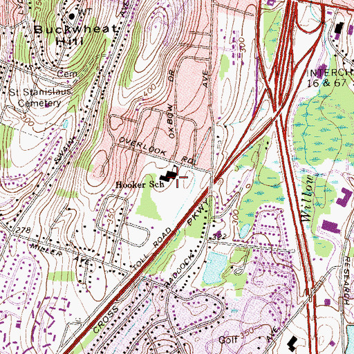 Topographic Map of Thomas Hooker School, CT