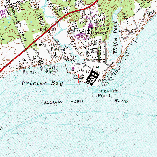 Topographic Map of Princess Bay Yacht Club, NY