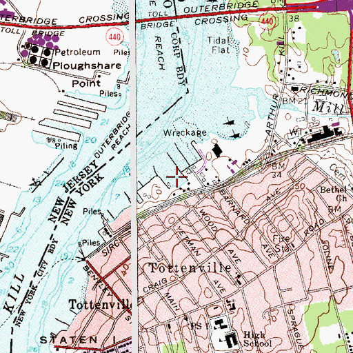 Topographic Map of Tottenville Shipyards, NY