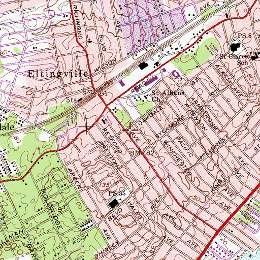 Topographic Map of Woods of Arden, NY