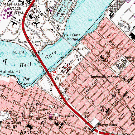 Topographic Map of Astoria Play Center and Swimming Pool, NY
