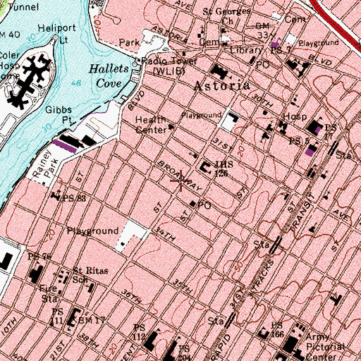 Topographic Map of Community Church of Astoria, NY
