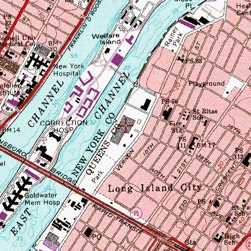 Topographic Map of Consolidated Edison Ravenswood Plant, NY