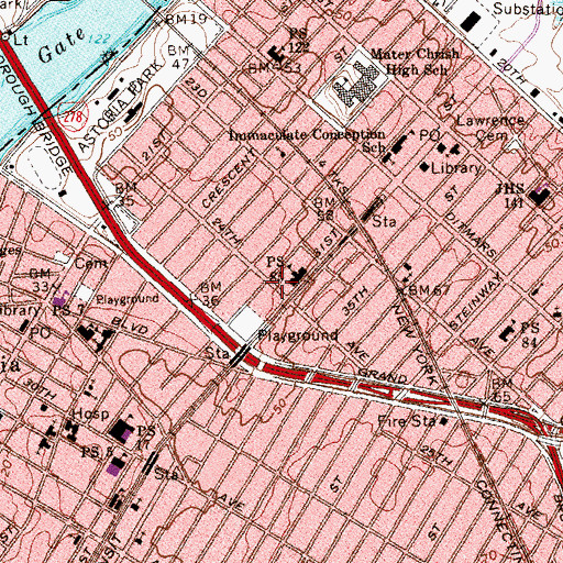 Topographic Map of Bohemian Hall, NY