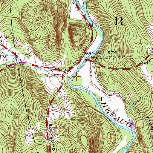 Topographic Map of Hop Brook, CT