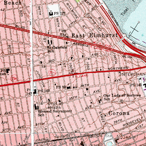 Topographic Map of Langston Hughes Community Library and Cultural Center, NY