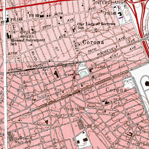 Topographic Map of Union Evangelical Church of Corona, NY