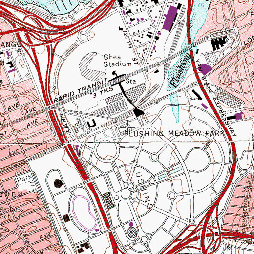Topographic Map of Louis Armstrong Stadium, NY