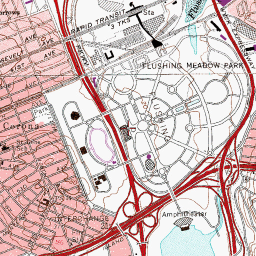 Topographic Map of Queens Museum of Art, NY