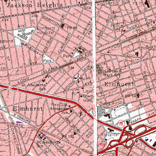 Topographic Map of Saint James Episcopal Church, NY
