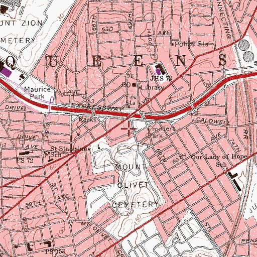 Topographic Map of Maspeth United Methodist Church, NY