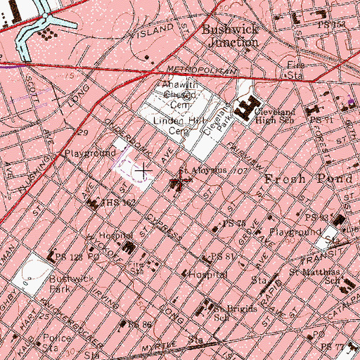 Topographic Map of Roman Catholic Church of Saint Aloysius, NY