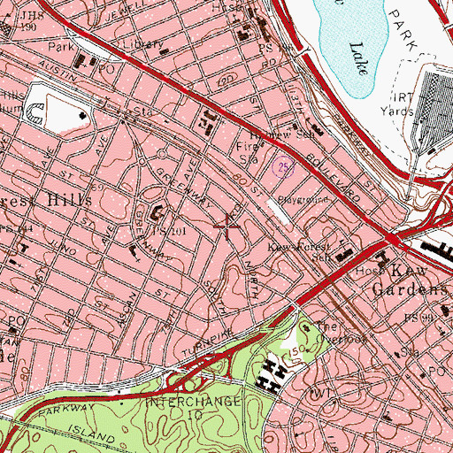 Topographic Map of Forest Hills Gardens, NY
