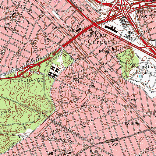 Topographic Map of Kew Gardens Jewish Center Anshe Sholom, NY