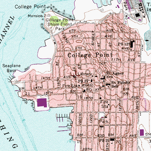 Topographic Map of First Reformed Church of College Point, NY