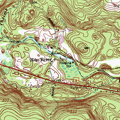 Topographic Map of Hop River, CT