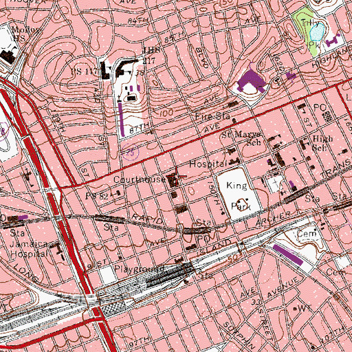 Topographic Map of Queens Civil and Housing Court Building, NY