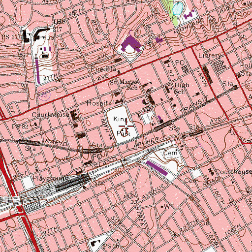 Topographic Map of King Manor Museum, NY