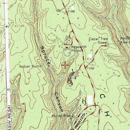 Topographic Map of Spruce Canyon Trail, CO