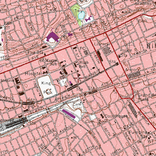 Topographic Map of Jamaica Business Resource Center, NY