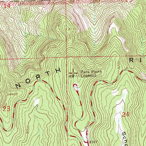 Topographic Map of Park Point Overlook, CO