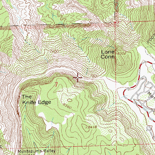 Topographic Map of Knife Edge Trail, CO