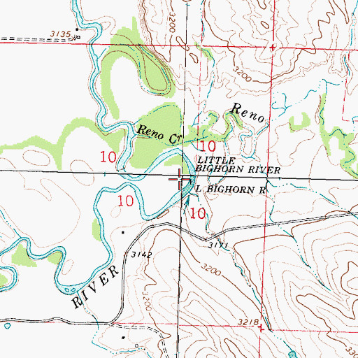 Topographic Map of Reno Ford, MT