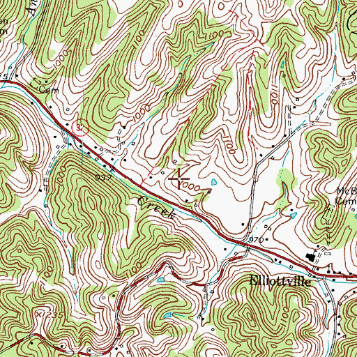 Topographic Map of Adkins Cemetery Two, KY