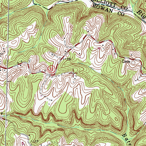 Topographic Map of J Adkins Cemetery, KY