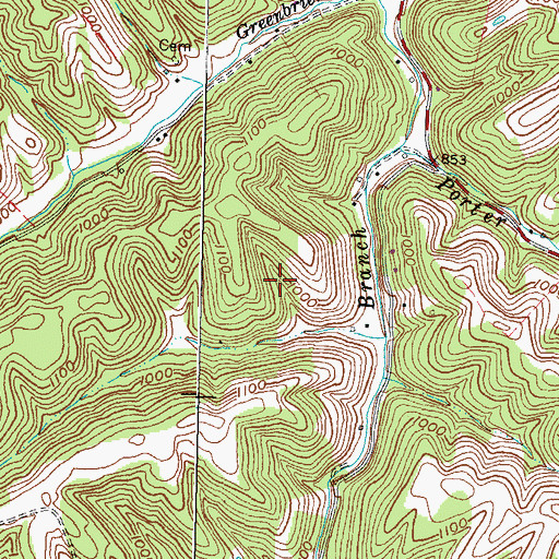 Topographic Map of Barker Cemetery, KY