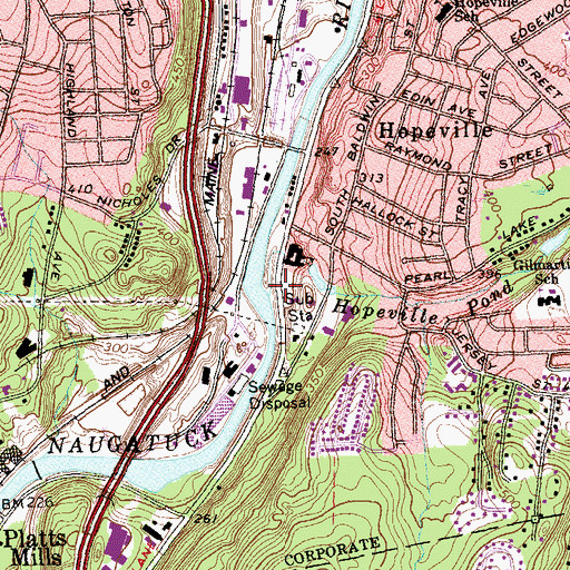 Topographic Map of Hopeville Pond Brook, CT