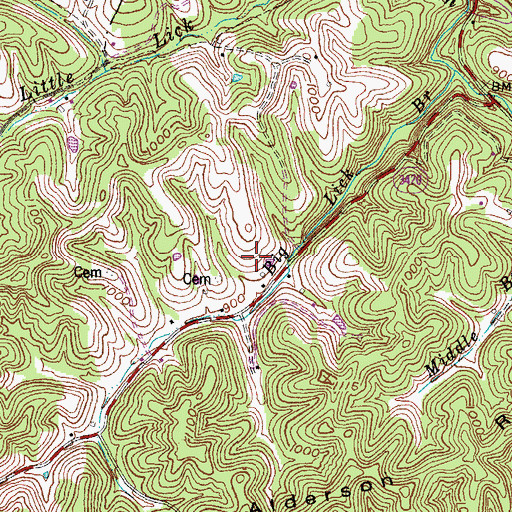 Topographic Map of Black Cemetery, KY