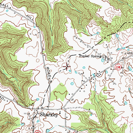 Topographic Map of Woodford Black Cemetery, KY