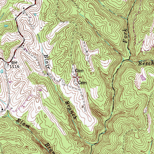 Topographic Map of Blairs Cemetery, KY
