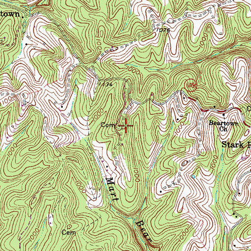 Topographic Map of Blankenbeckler Cemetery, KY