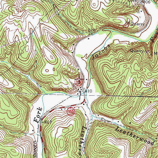 Topographic Map of Boggs Cemetery, KY