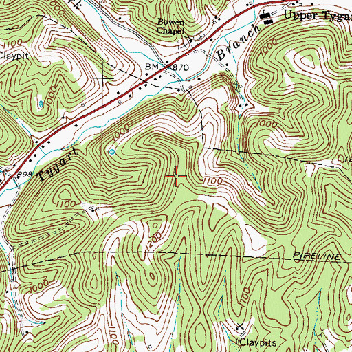 Topographic Map of Bradley Cemetery, KY