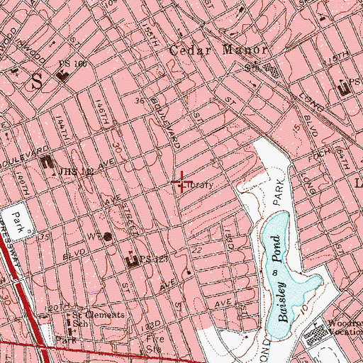 Topographic Map of Baisley Park Branch Queens Borough Public Library, NY